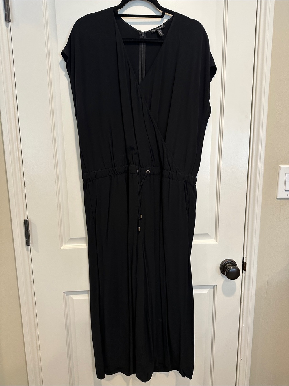Eileen Fisher Black Maxi Wrap-Style Drawstring Dress